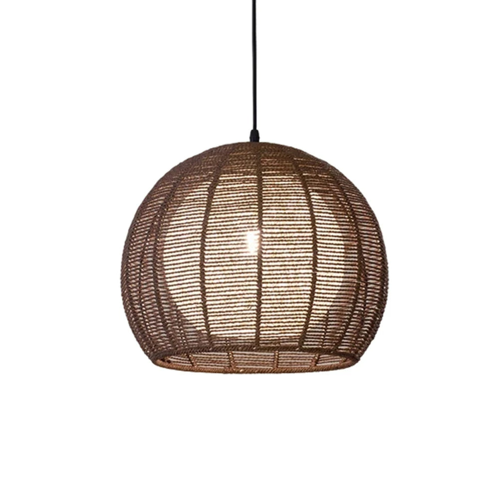 LIVARA 30/36/50cm Hemp Rope Pendant Light, Handcrafted Round Lampshade with E27 Bulb Included Creative Woven Desig - Coffee
