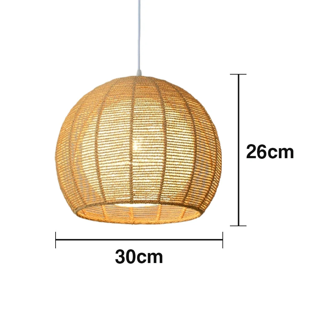 LIVARA 30/36/50cm Hemp Rope Pendant Light, Handcrafted Round Lampshade with E27 Bulb Included Creative Woven Desig - Beige