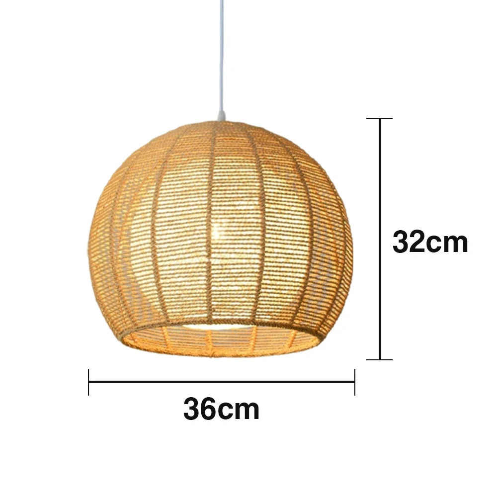 LIVARA 30/36/50cm Hemp Rope Pendant Light, Handcrafted Round Lampshade with E27 Bulb Included Creative Woven Desig - Beige
