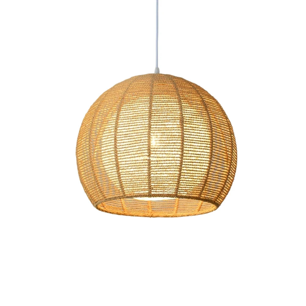 LIVARA 30/36/50cm Hemp Rope Pendant Light, Handcrafted Round Lampshade with E27 Bulb Included Creative Woven Desig - Beige