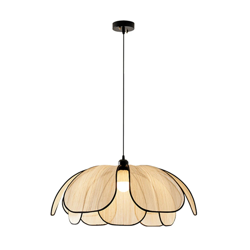 LIVARA 50/80/100cm Petal Pendant Light, Natural Plant Fiber Lampshade with E27 LED Bulb Included, Handcrafted Eco-Friendly Ceiling Light - Beige