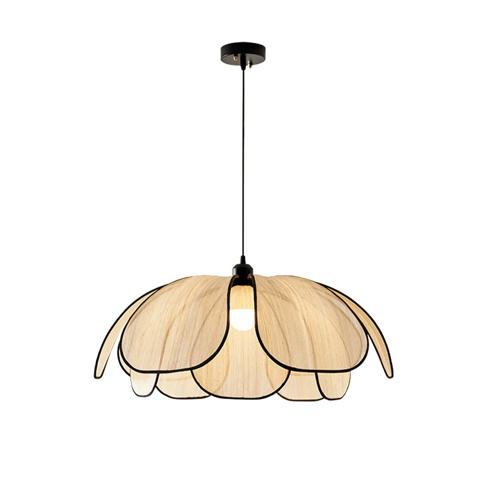 LIVARA 50/80/100cm Petal Pendant Light, Natural Plant Fiber Lampshade with E27 LED Bulb Included, Handcrafted Eco-Friendly Ceiling Light - Beige