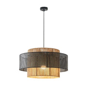 LIVARA 40/60/80cm Hemp Rope & Rattan Pendant Light, Double-Layer Handwoven Lampshade with E27 LED Bulb Included, Natural Woven Ceiling Light - Black
