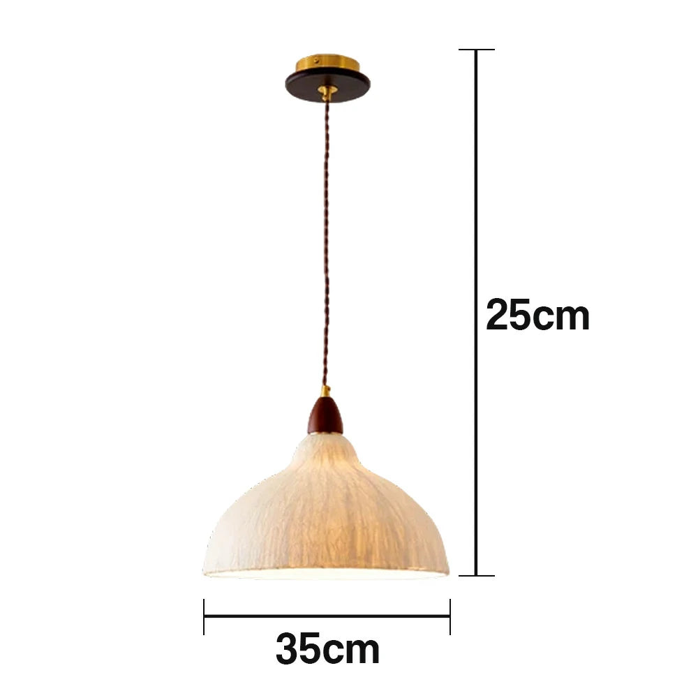 LIVARA 25/35cm Handmade Rice Paper Pendant Light, Natural Wood Holder with E27 LED Bulb Included, Eco-Friendly Japanese Wabi-Sabi Style Ceiling Lamp - Beige