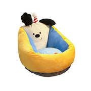 LIVARA 50/60cm Floor Seat Cushion, Wraparound Support Design, Plush Filled Core, Yellow Candy Dog Pattern, Non-Slip Base