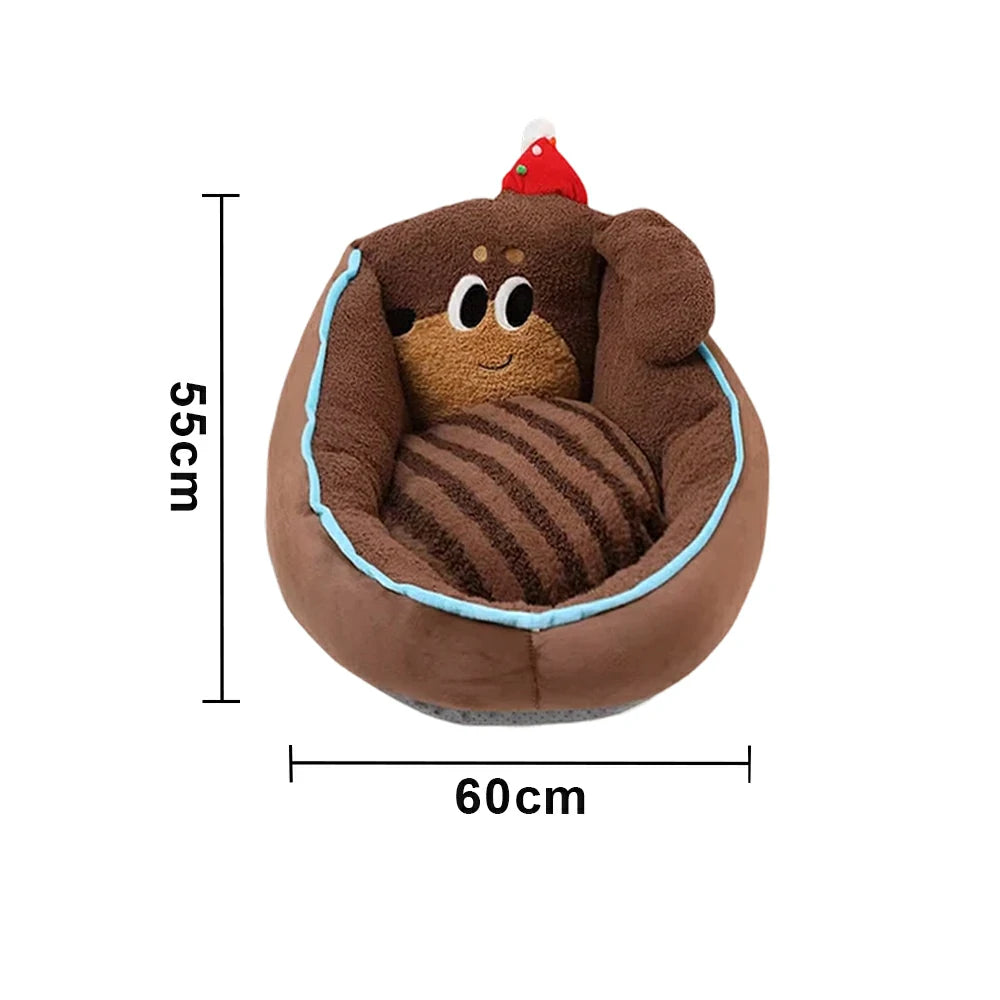 LIVARA 50/60cm Floor Seat Cushion, Wraparound Support Design, Plush Filled Core, Brown Dachshund Dog Pattern, Non-Slip Base