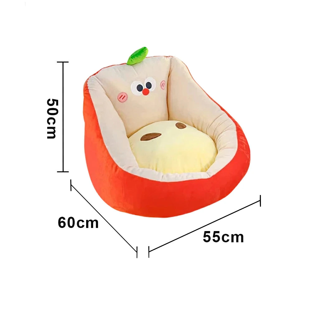 LIVARA 45/55cm Floor Seat Cushion, Wraparound Support Design, Plush Filled Core, Cute Apple Pattern, Non-Slip Base