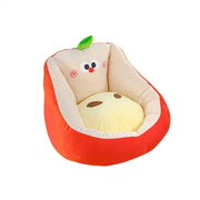 LIVARA 45/55cm Floor Seat Cushion, Wraparound Support Design, Plush Filled Core, Cute Apple Pattern, Non-Slip Base