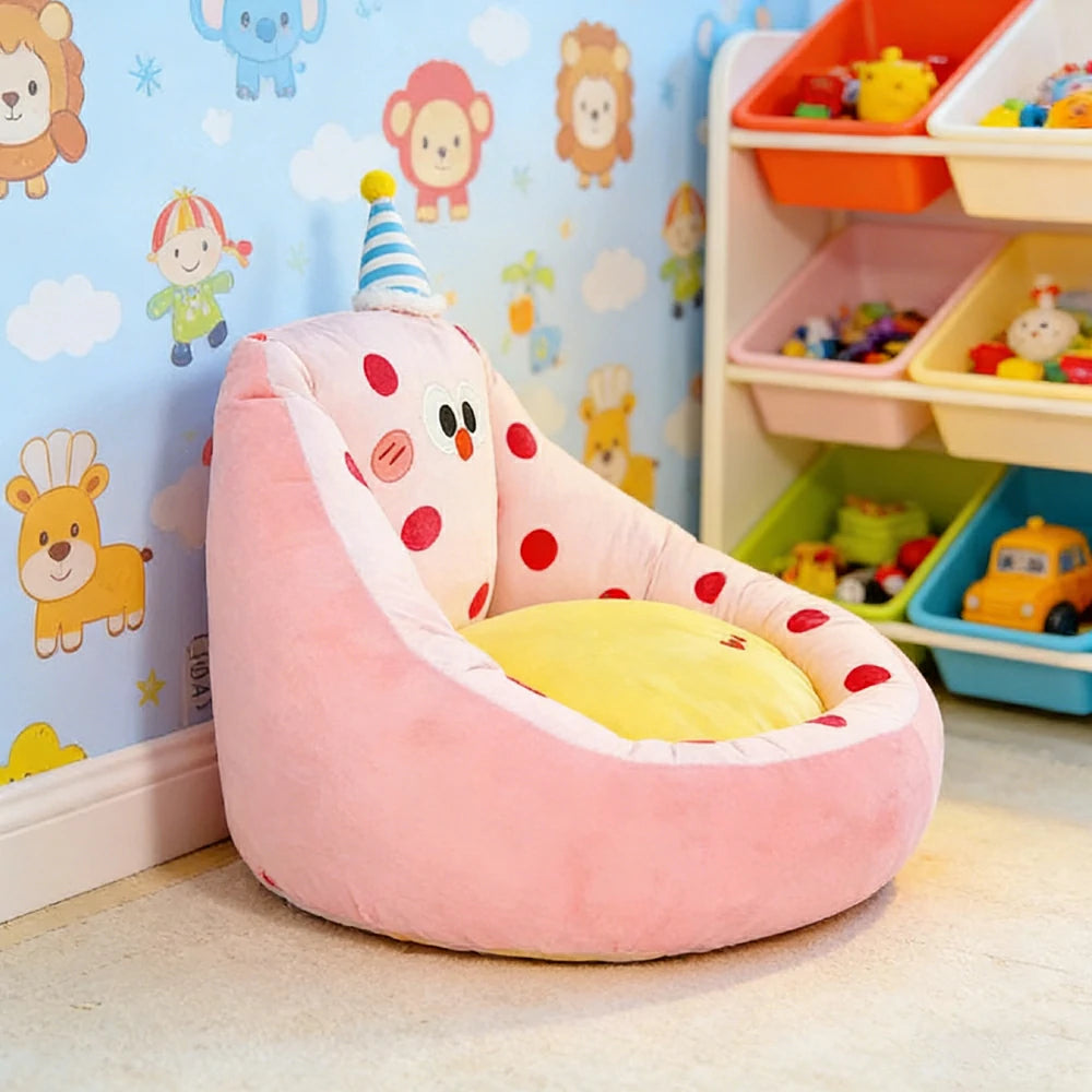 LIVARA 45/55cm Floor Seat Cushion, Wraparound Support Design, Plush Filled Core, Pink Polka Dot Pattern, Non-Slip Base