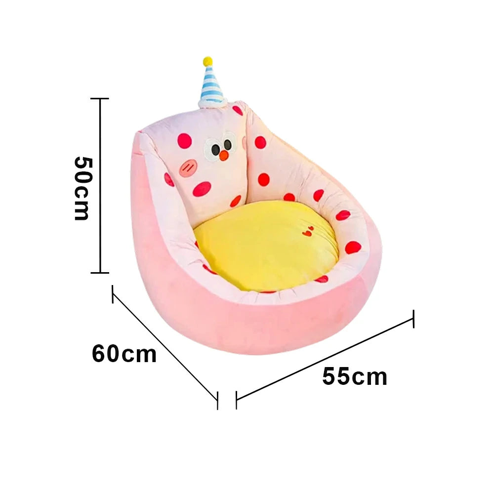 LIVARA 45/55cm Floor Seat Cushion, Wraparound Support Design, Plush Filled Core, Pink Polka Dot Pattern, Non-Slip Base