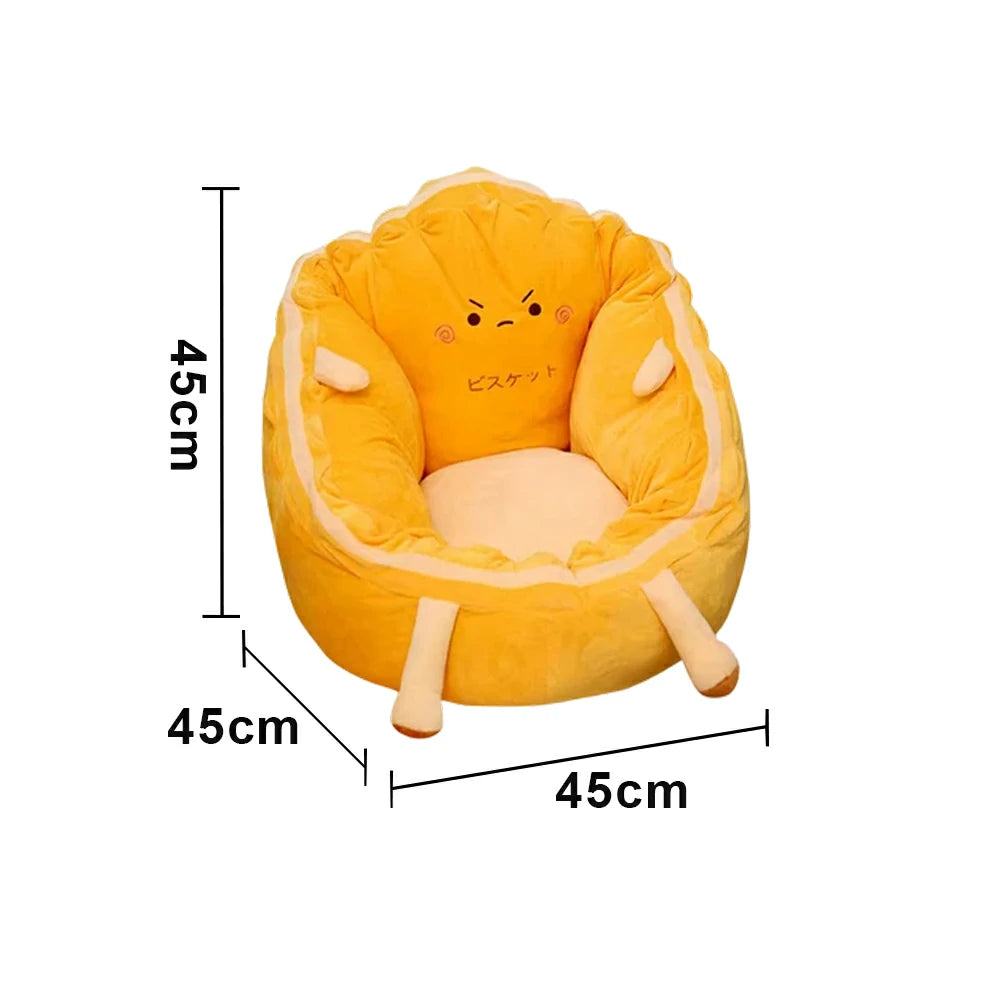 LIVARA 40/60cm Floor Seat Cushion, Wraparound Support Design, Plush Filled Core, Cute Cookie Pattern, Non-Slip Base