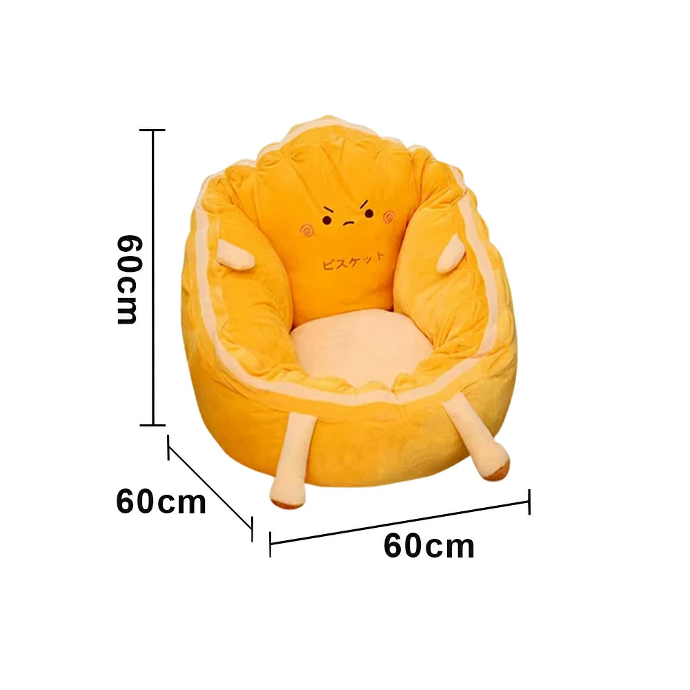 LIVARA 40/60cm Floor Seat Cushion, Wraparound Support Design, Plush Filled Core, Cute Cookie Pattern, Non-Slip Base
