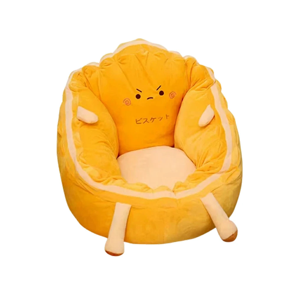 LIVARA 40/60cm Floor Seat Cushion, Wraparound Support Design, Plush Filled Core, Cute Cookie Pattern, Non-Slip Base