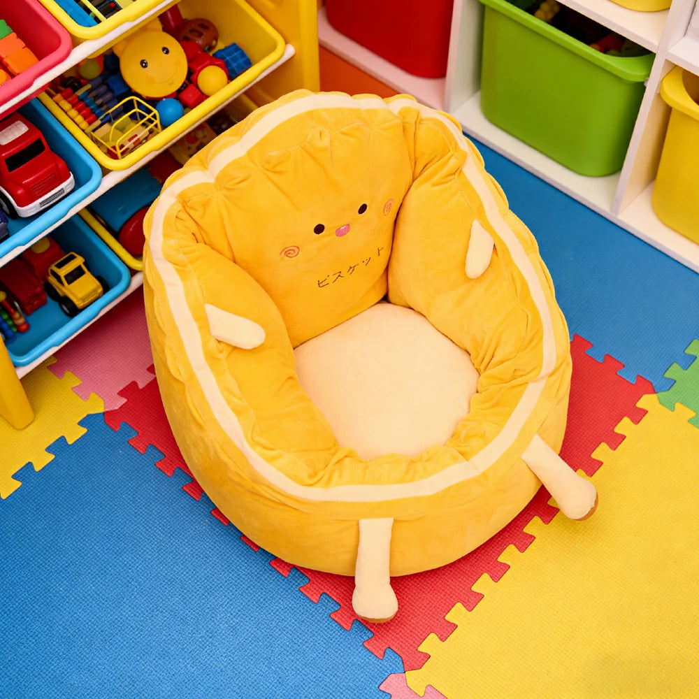 LIVARA 40/60cm Floor Seat Cushion, Wraparound Support Design, Plush Filled Core, Cute Cookie Pattern, Non-Slip Base