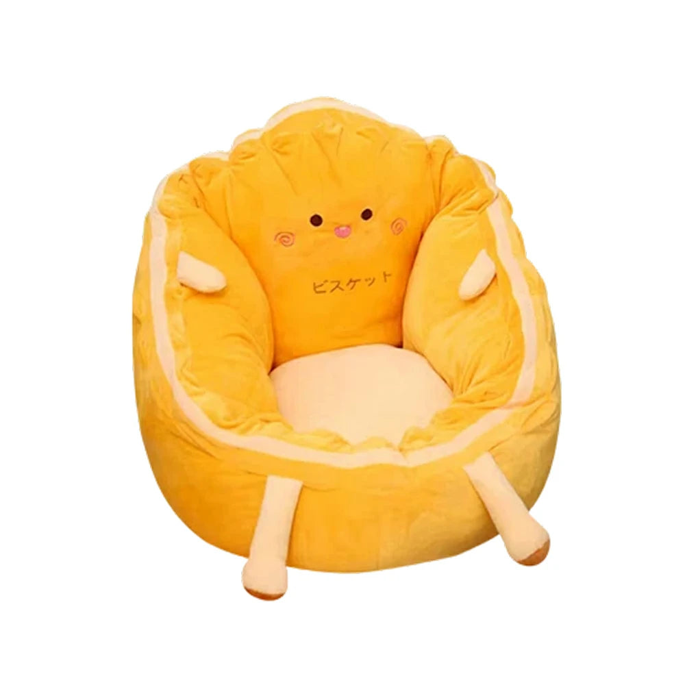 LIVARA 40/60cm Floor Seat Cushion, Wraparound Support Design, Plush Filled Core, Cute Cookie Pattern, Non-Slip Base