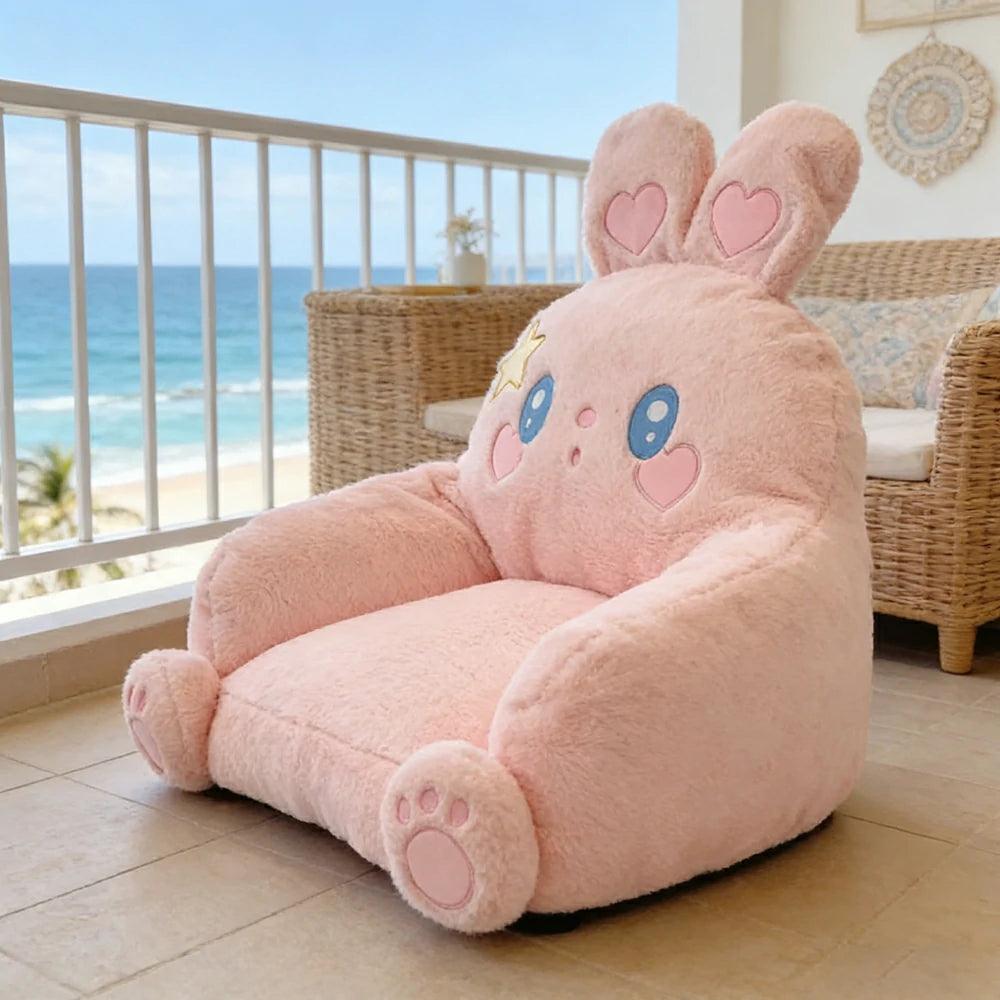 LIVARA Animal-Shaped Floor Lounge Cushion, Wraparound Comfort Design, Plush Filled Cushion, Non-Slip Base, Versatile Use - Pink