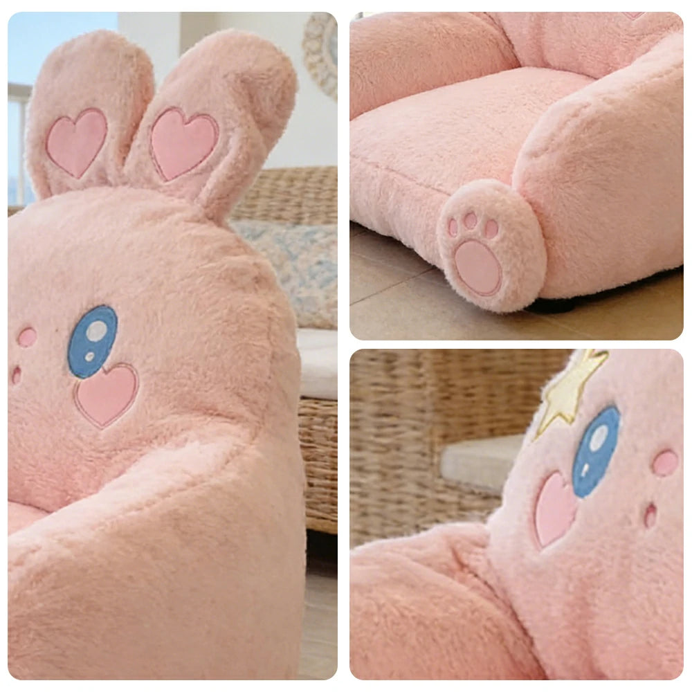 LIVARA Animal-Shaped Floor Lounge Cushion, Wraparound Comfort Design, Plush Filled Cushion, Non-Slip Base, Versatile Use - Pink