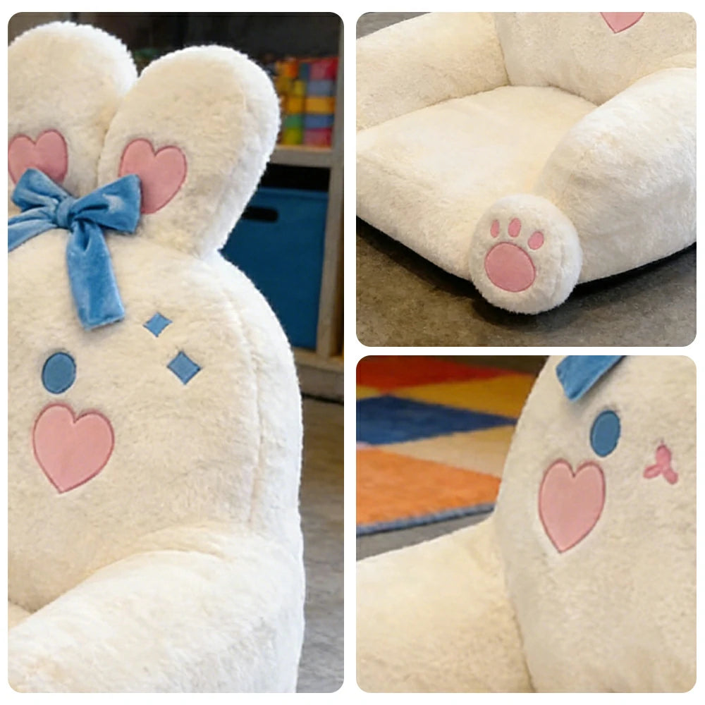 LIVARA Animal-Shaped Floor Lounge Cushion, Wraparound Comfort Design, Plush Filled Cushion, Non-Slip Base, Versatile Use - White