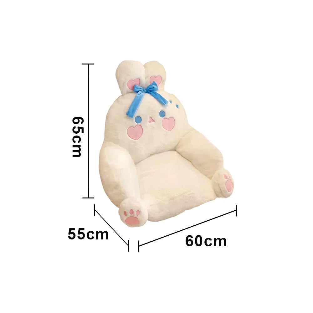 LIVARA Animal-Shaped Floor Lounge Cushion, Wraparound Comfort Design, Plush Filled Cushion, Non-Slip Base, Versatile Use - White