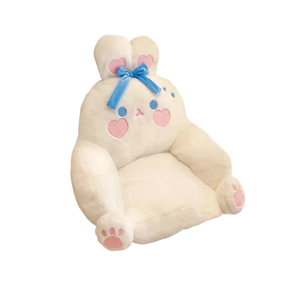 LIVARA Animal-Shaped Floor Lounge Cushion, Wraparound Comfort Design, Plush Filled Cushion, Non-Slip Base, Versatile Use - White