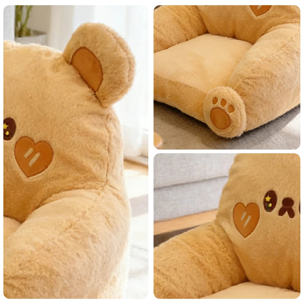 LIVARA Animal-Shaped Floor Lounge Cushion, Wraparound Comfort Design, Plush Filled Cushion, Non-Slip Base, Versatile Use - Brown
