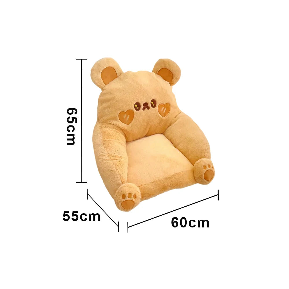 LIVARA Animal-Shaped Floor Lounge Cushion, Wraparound Comfort Design, Plush Filled Cushion, Non-Slip Base, Versatile Use - Brown