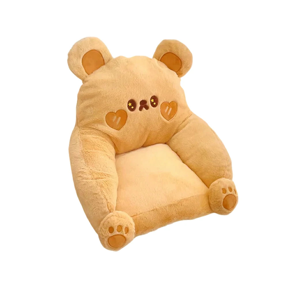 LIVARA Animal-Shaped Floor Lounge Cushion, Wraparound Comfort Design, Plush Filled Cushion, Non-Slip Base, Versatile Use - Brown