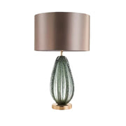 LIVARA 58/65cm Table Lamp Handcrafted Natural Glass Metal-Painted Shade E27 Socket Soft Comfortable Lighting