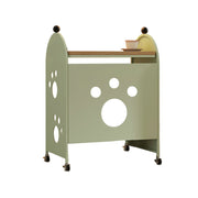 LIVARA Storage Rack with Solid Wood Top, Robot Vacuum Compatible Base, Partition Design, Lockable Casters – Durable & Space-Saving - Green