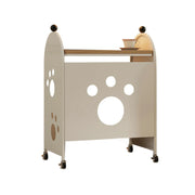 LIVARA Storage Rack with Solid Wood Top, Robot Vacuum Compatible Base, Partition Design, Lockable Casters – Durable & Space-Saving - White