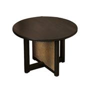 LIVARA Coffee Table with Storage, Solid Wood Frame, Handwoven Rattan Panels, Rounded Corners, Reinforced Legs - Black