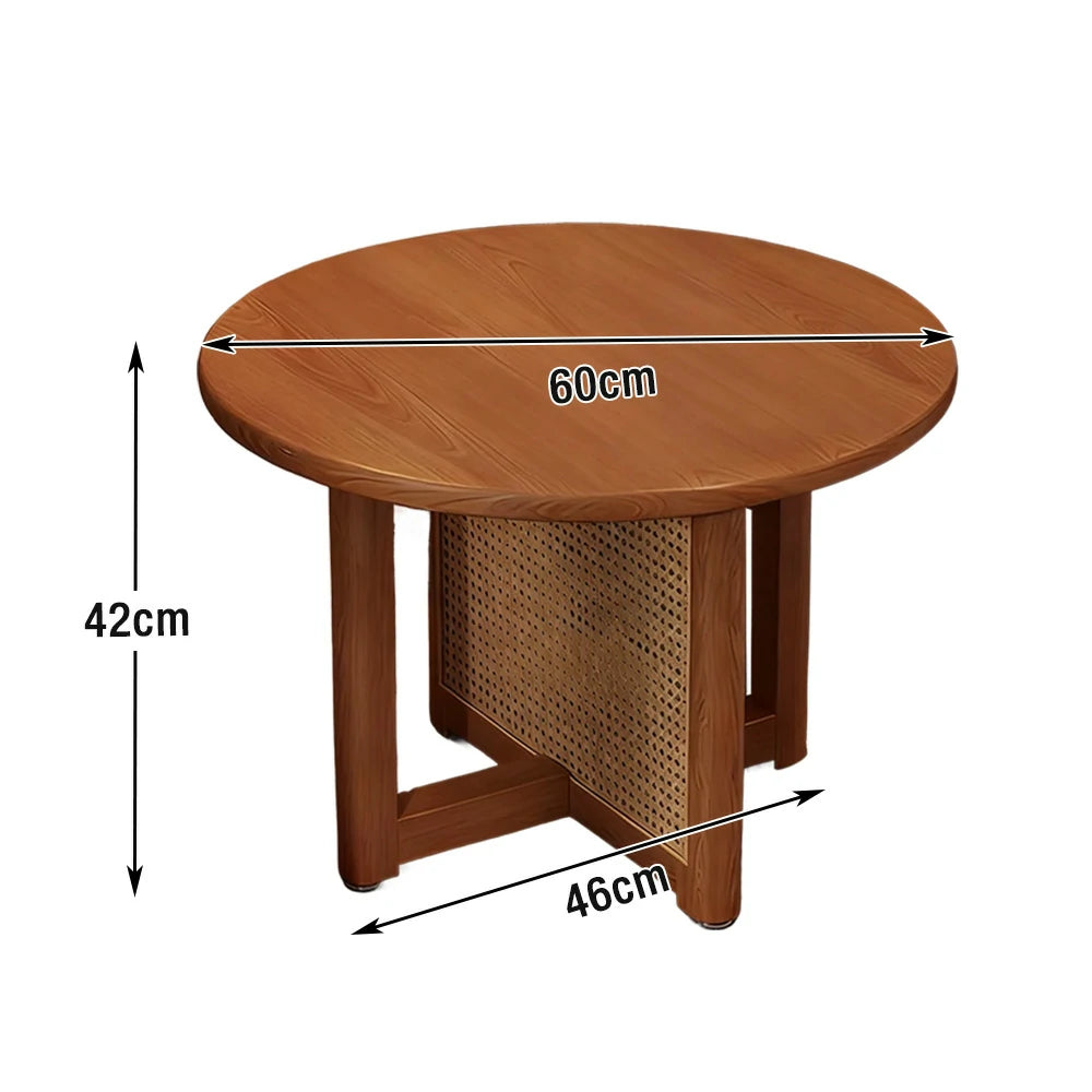 LIVARA Coffee Table with Storage, Solid Wood Frame, Handwoven Rattan Panels, Rounded Corners, Reinforced Legs - Brown