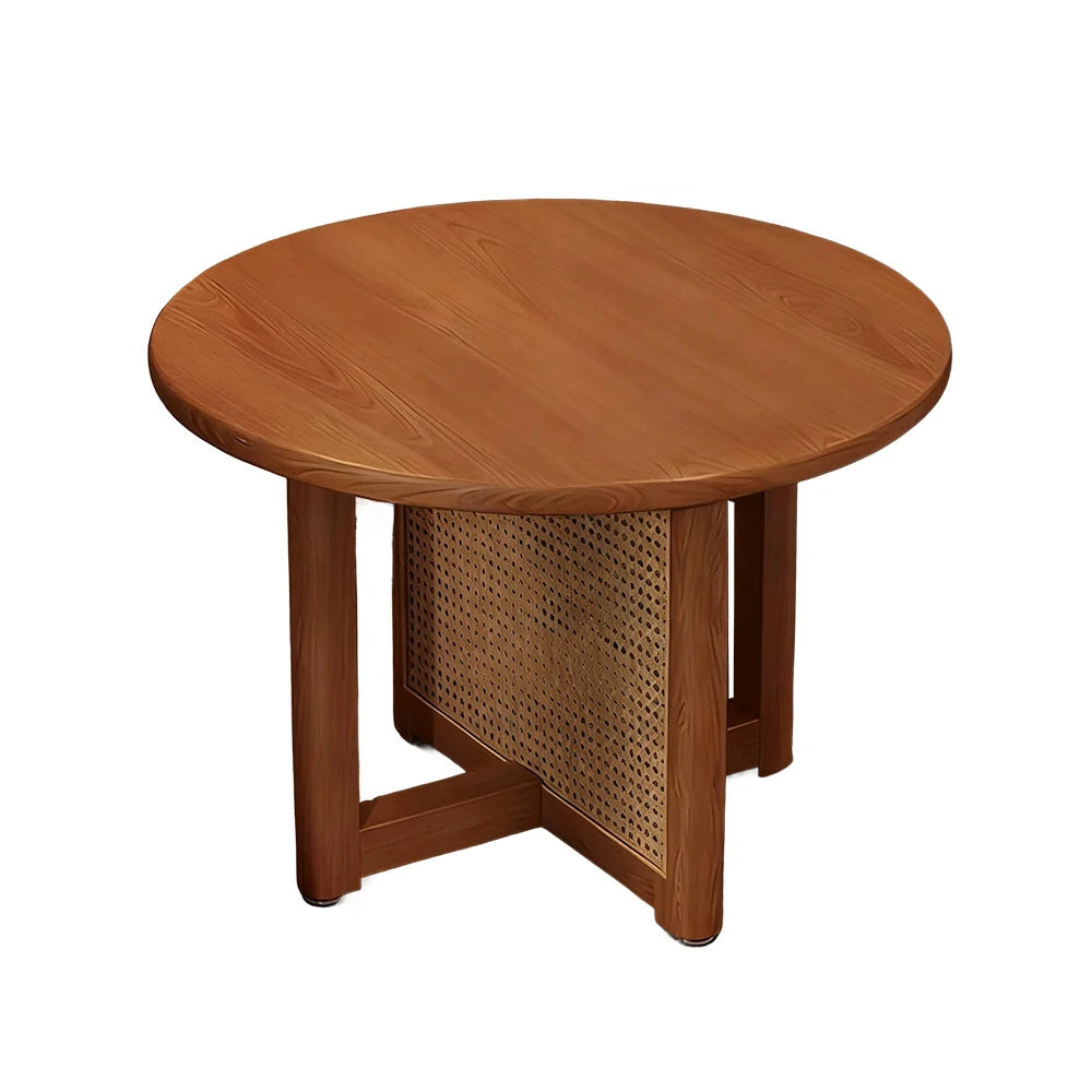 LIVARA Coffee Table with Storage, Solid Wood Frame, Handwoven Rattan Panels, Rounded Corners, Reinforced Legs - Brown