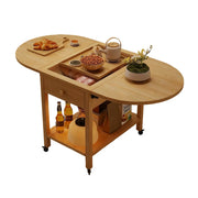 LIVARA Folding Coffee Table, 3-in-1 Convertible Design with Drawer, Solid Wood Frame, Extendable Top, Storage Shelf & Lockable Casters - Wood