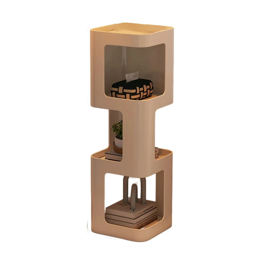 LIVARA 3-Tier Storage Side Table, Heavy-Duty Iron Frame, Raised Edges, Compact Design, Rounded Corners - White