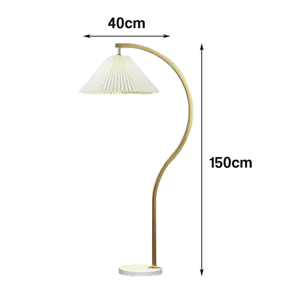 LIVARA Floor Lamp Three-Mode Lighting Fabric Shade Iron Body Marble Base Stable Design - Wood