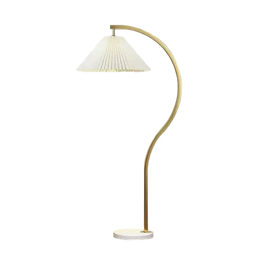 LIVARA Floor Lamp Three-Mode Lighting Fabric Shade Iron Body Marble Base Stable Design - Wood