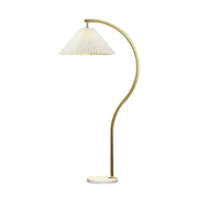 LIVARA Floor Lamp Three-Mode Lighting Fabric Shade Iron Body Marble Base Stable Design - Wood