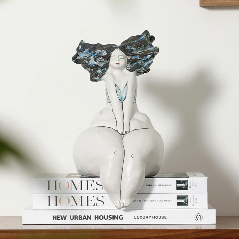 LIVARA Sculptural Ceramic Vase - Hand-Painted Artistic Figure Design, Modern Abstract Decor Accent