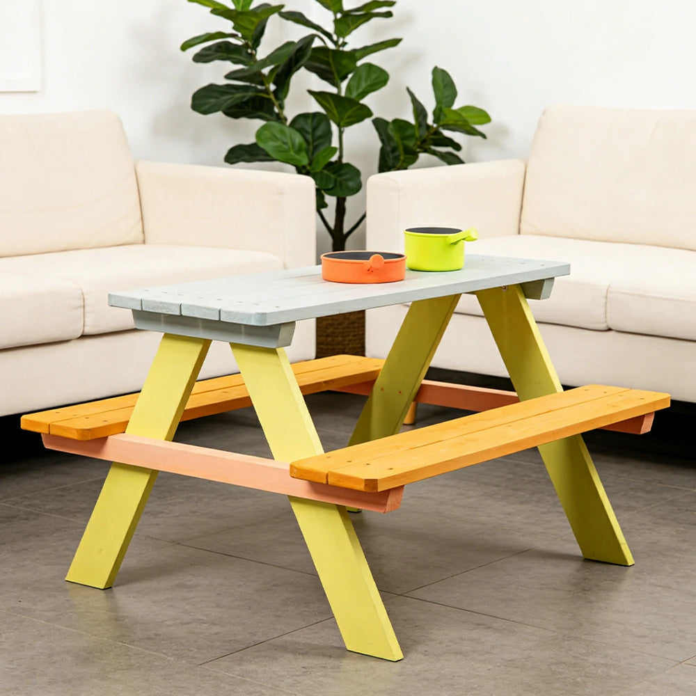 LIVARA Kids Table Rounded Safety Edges Stable Reinforced Structure Comfortable Spacing Design Family-Friendly Use