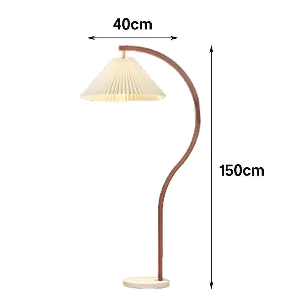 LIVARA Floor Lamp Three-Mode Lighting Fabric Shade Iron Body Marble Base Stable Design - Walnut