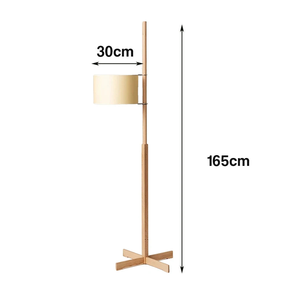 LIVARA Floor Lamp Soft Ambient Light Fabric Shade Wood-Grain Body Relaxed Home Style - Wood