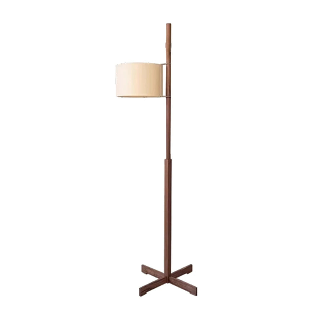 LIVARA Floor Lamp Soft Ambient Light Fabric Shade Wood-Grain Body Relaxed Home Style - Walnut