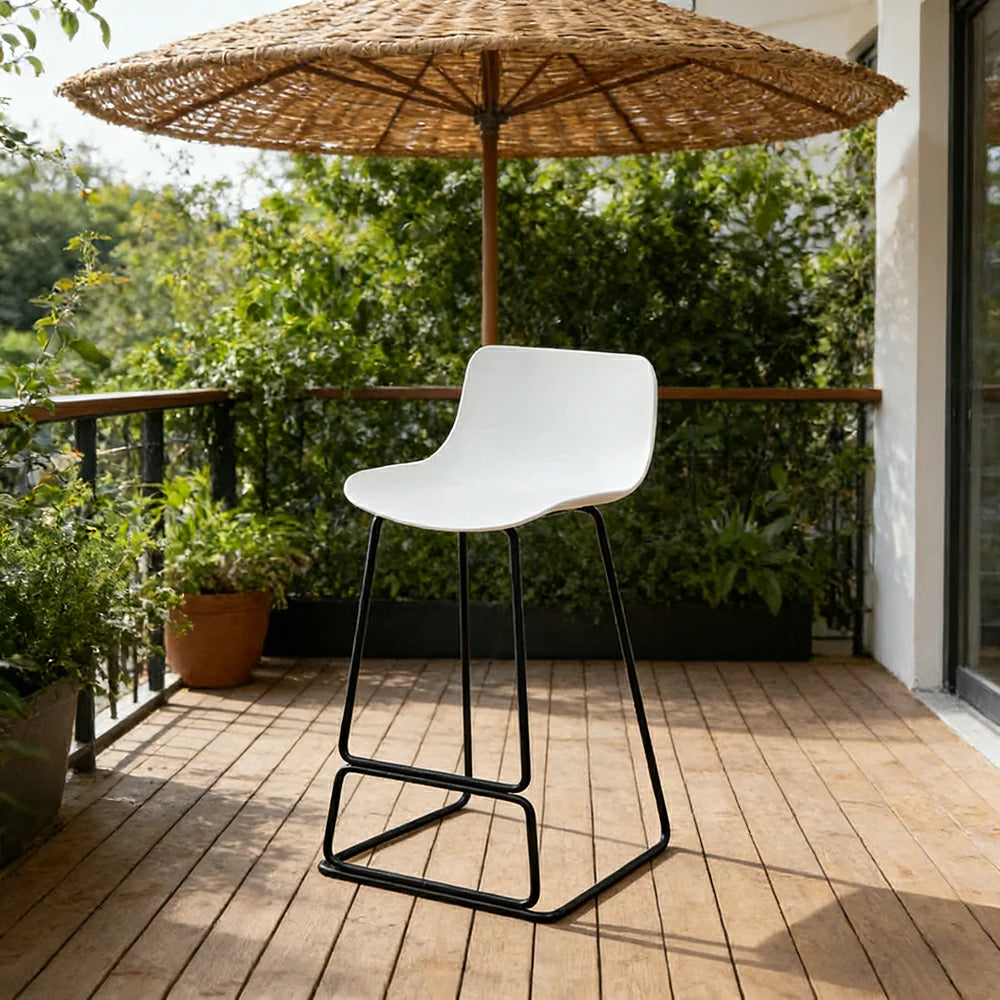 LIVARA 87/97cm Bar Chair - Ergonomic Curved Seat, Durable PP Shell, Powder-Coated Steel Frame, Commercial-Grade Stability - White