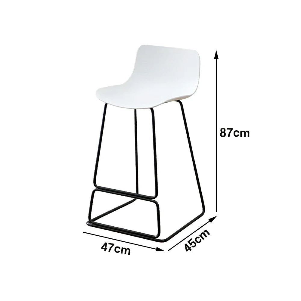 LIVARA 87/97cm Bar Chair - Ergonomic Curved Seat, Durable PP Shell, Powder-Coated Steel Frame, Commercial-Grade Stability - White