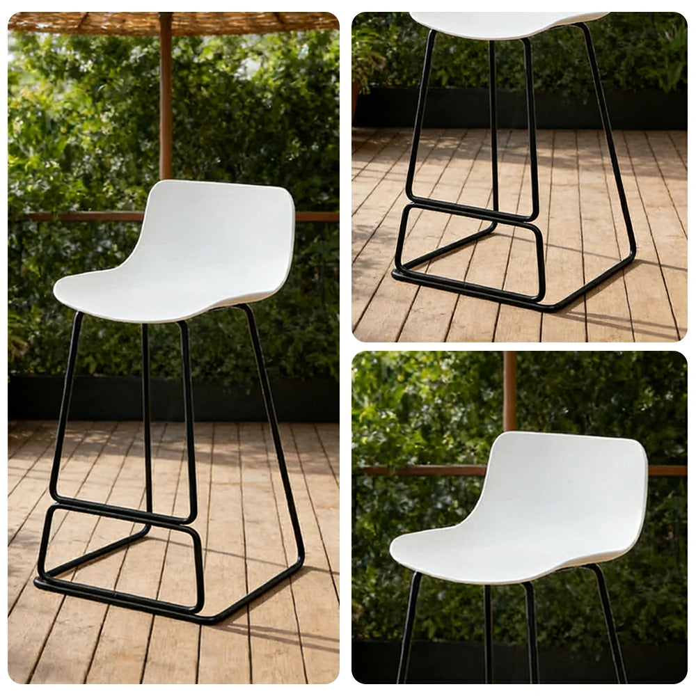 LIVARA 87/97cm Bar Chair - Ergonomic Curved Seat, Durable PP Shell, Powder-Coated Steel Frame, Commercial-Grade Stability - White