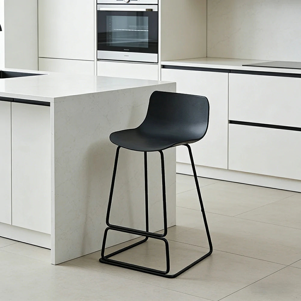 LIVARA 87/97cm Bar Chair - Ergonomic Curved Seat, Durable PP Shell, Powder-Coated Steel Frame, Commercial-Grade Stability - Black