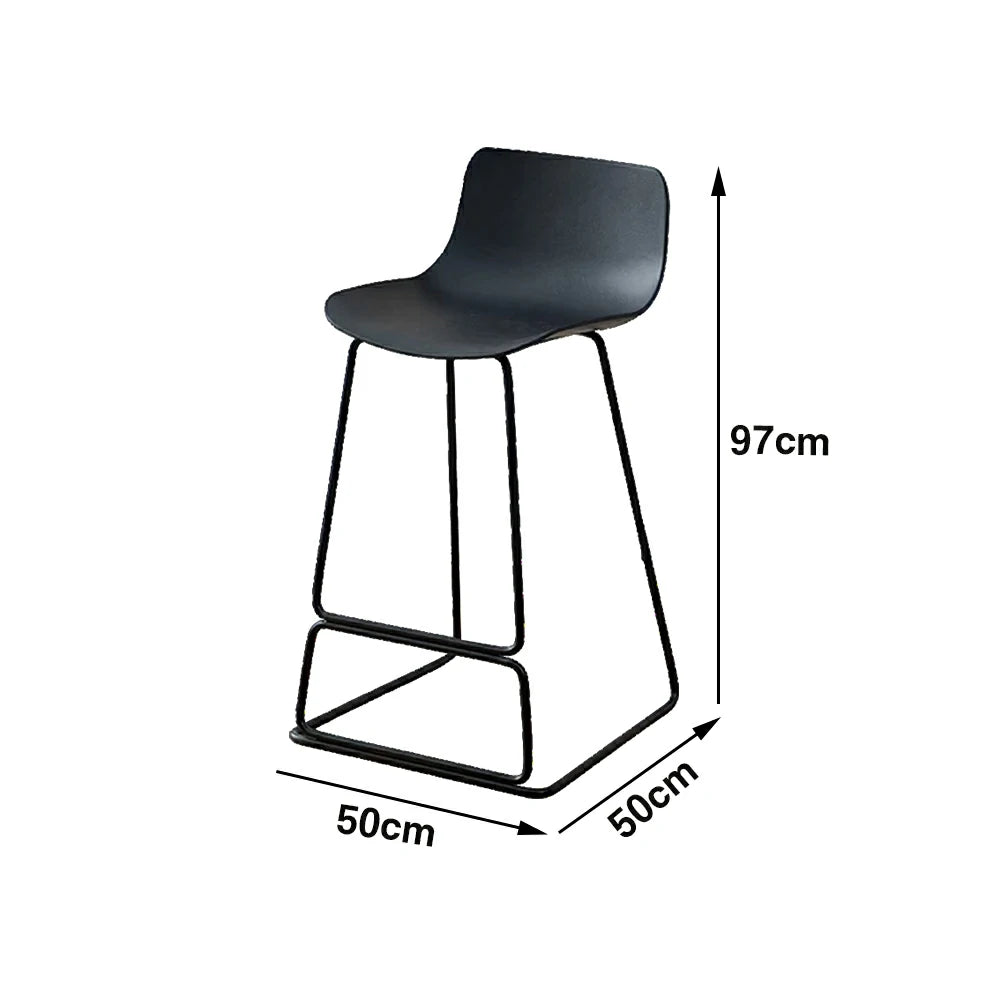 LIVARA 87/97cm Bar Chair - Ergonomic Curved Seat, Durable PP Shell, Powder-Coated Steel Frame, Commercial-Grade Stability - Black