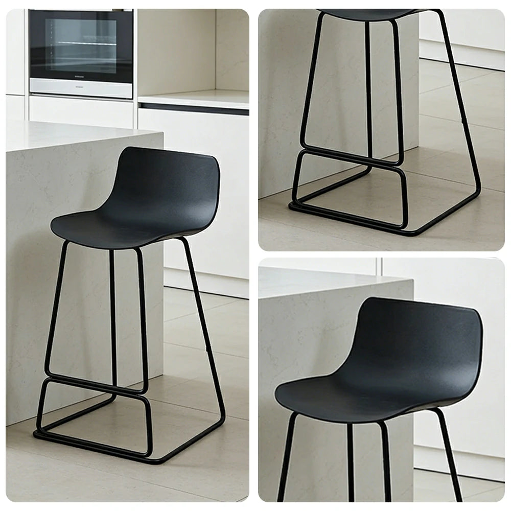 LIVARA 87/97cm Bar Chair - Ergonomic Curved Seat, Durable PP Shell, Powder-Coated Steel Frame, Commercial-Grade Stability - Black