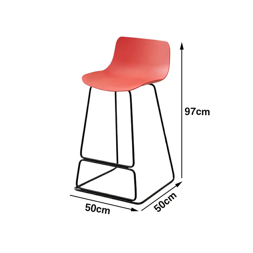 LIVARA 87/97cm Bar Chair - Ergonomic Curved Seat, Durable PP Shell, Powder-Coated Steel Frame, Commercial-Grade Stability - Red